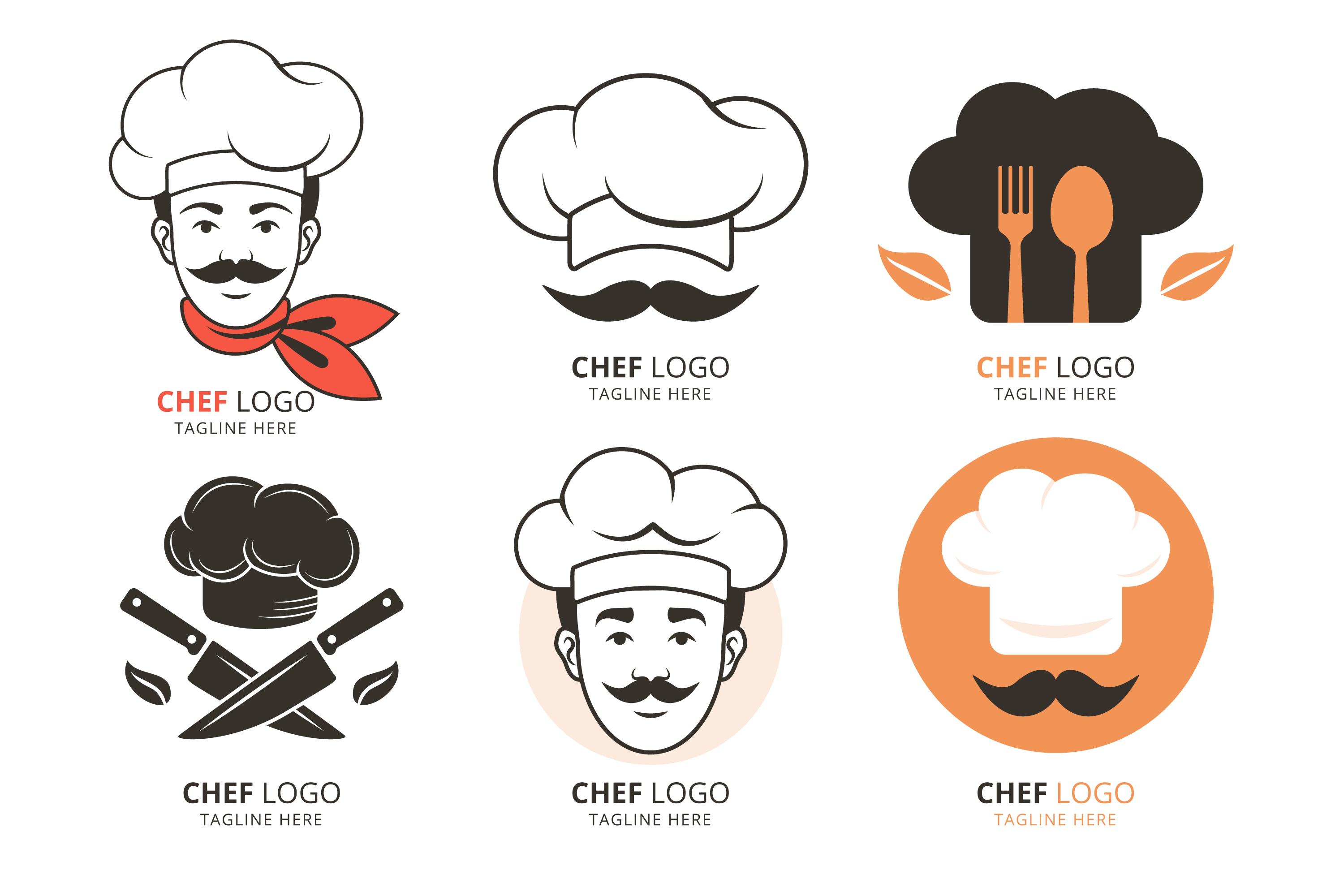 小胡子厨师Logo矢量图0