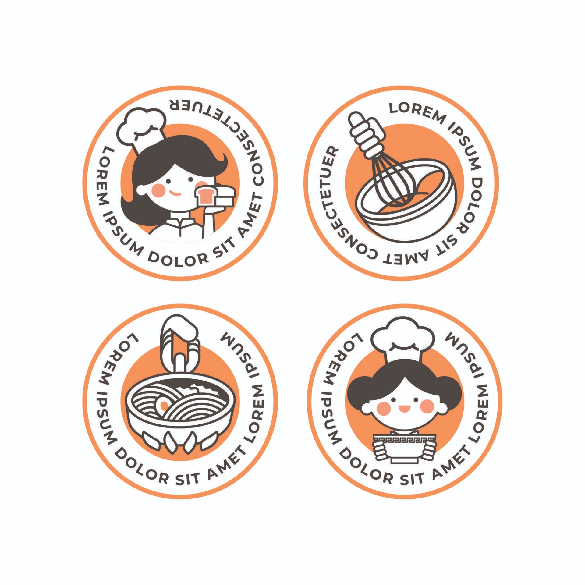可爱卡通女厨师Logo矢量图0
