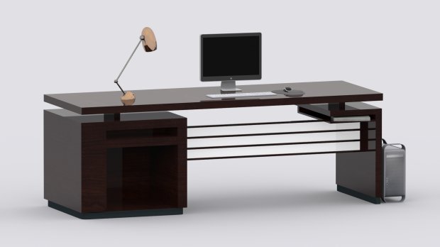 现代办公桌3D模型0