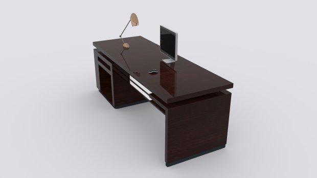 现代办公桌3D模型4