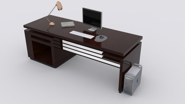 现代办公桌3D模型2