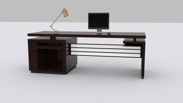 现代办公桌3D模型1