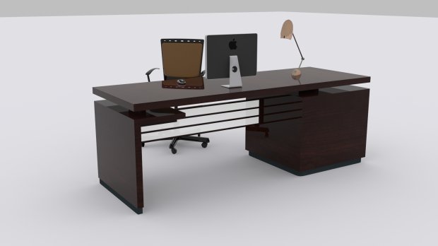 现代办公桌3D模型3