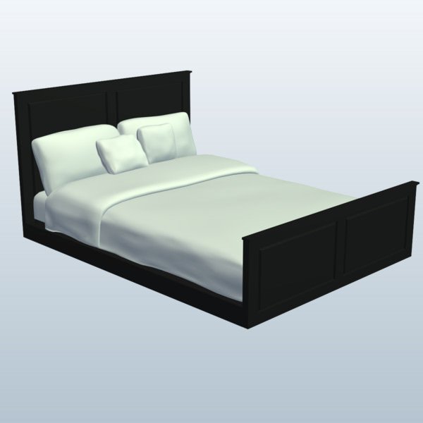 白色简约床3D模型0