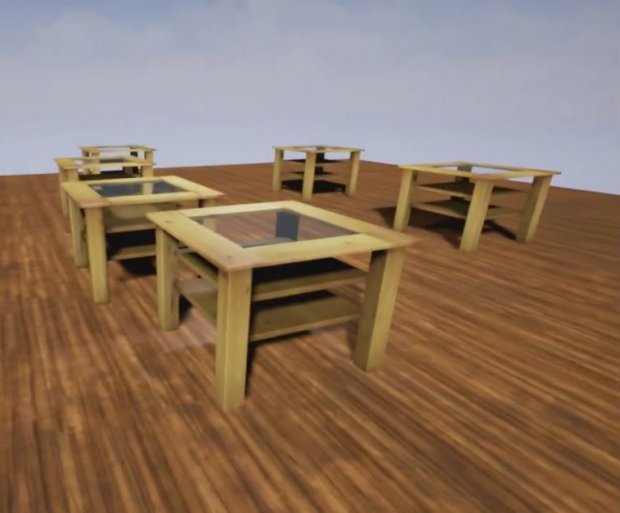 实木玻璃餐桌3D模型3