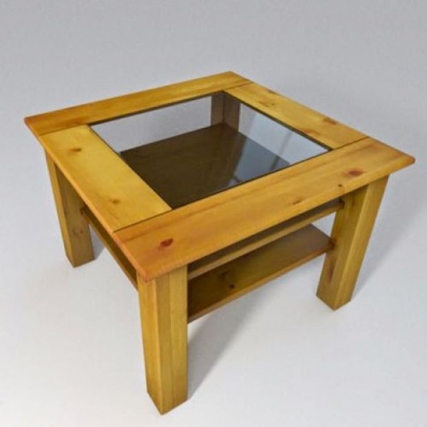 实木玻璃餐桌3D模型0