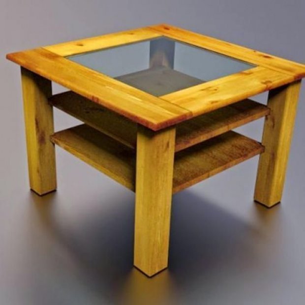 实木玻璃餐桌3D模型4