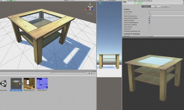 实木玻璃餐桌3D模型2