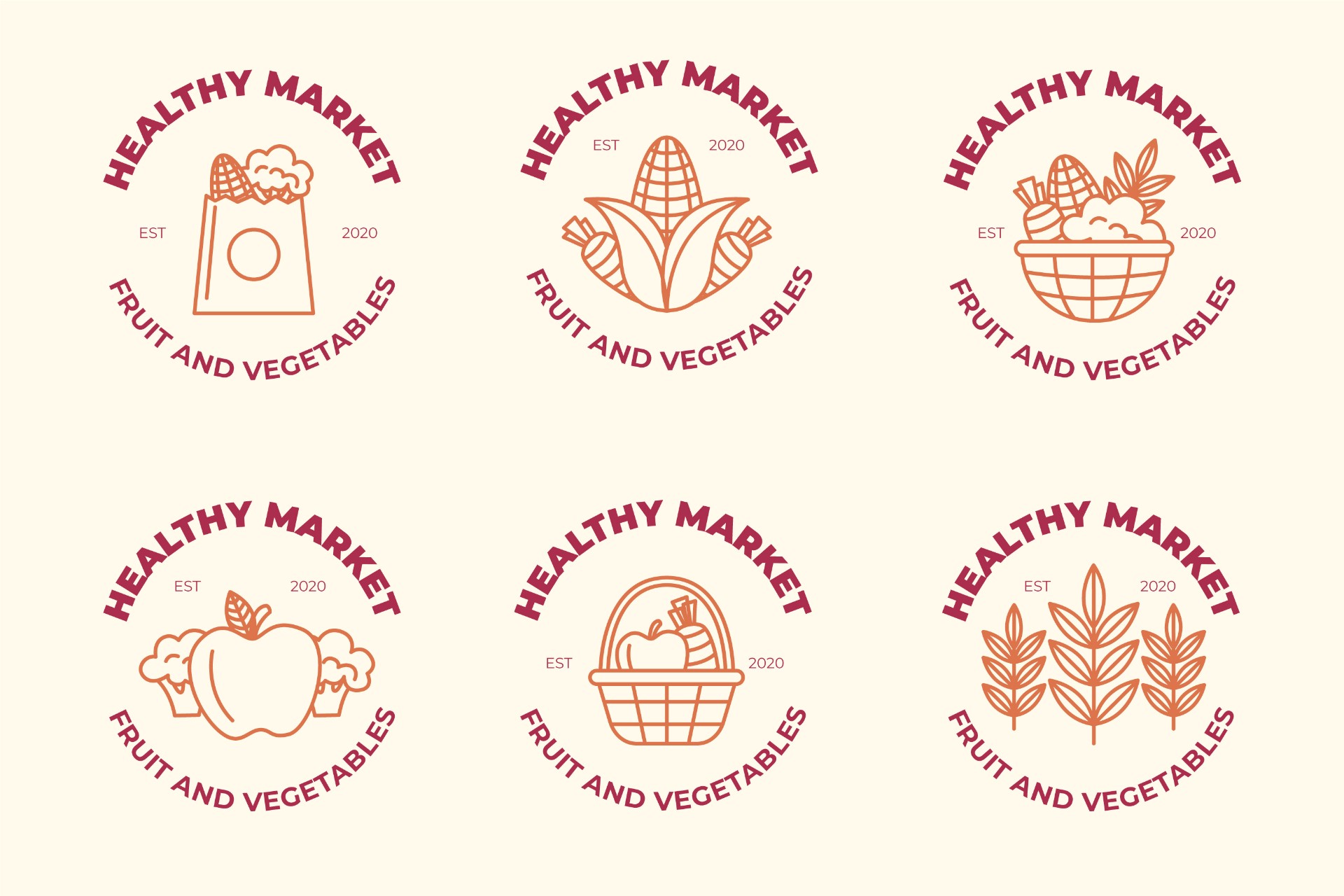 线条农作物市场Logo矢量图0