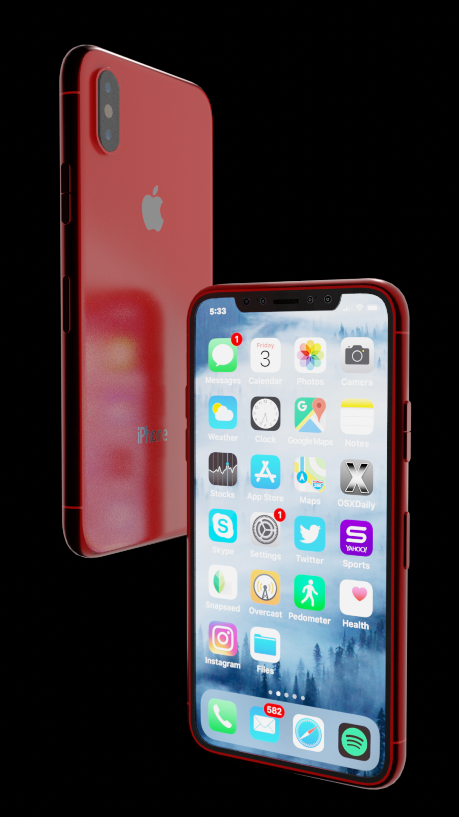 红色iPhoneX3D模型1