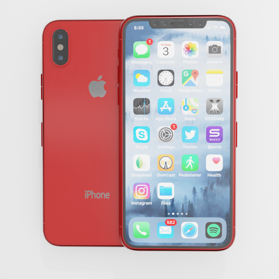 红色iPhoneX3D模型5