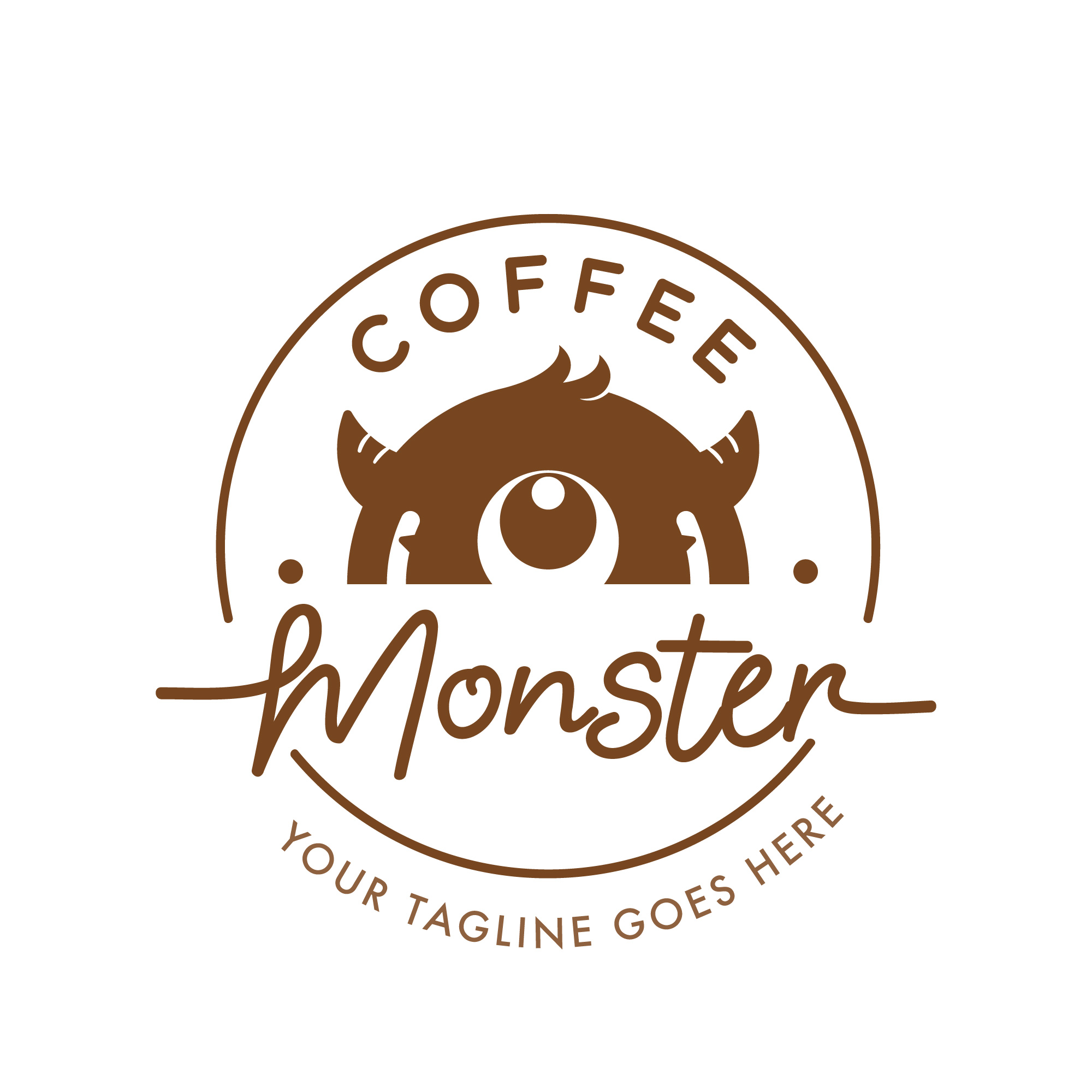 怪物主题咖啡Logo矢量图0