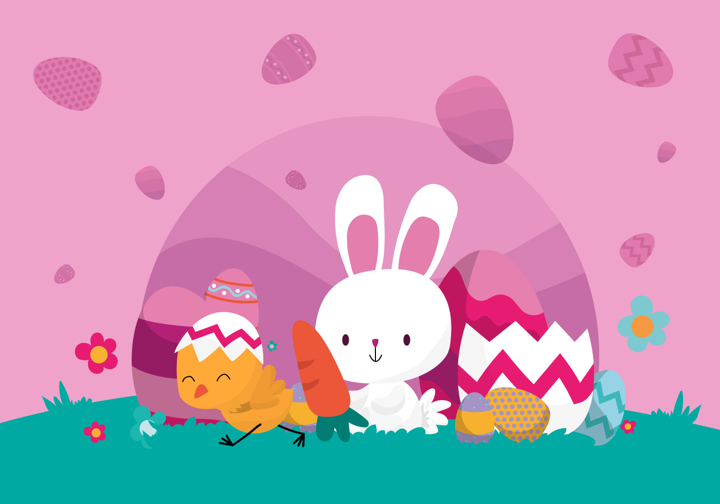 可爱的兔子庆祝复活节插图0