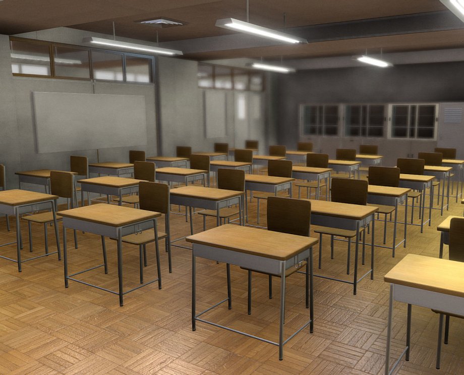 现代教室3D模型0