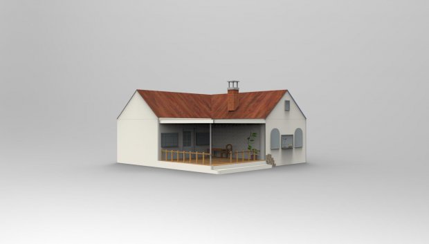现代乡村小平房3D模型0