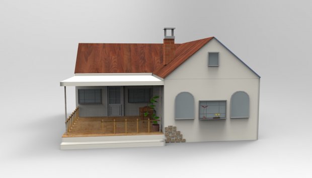 现代乡村小平房3D模型2
