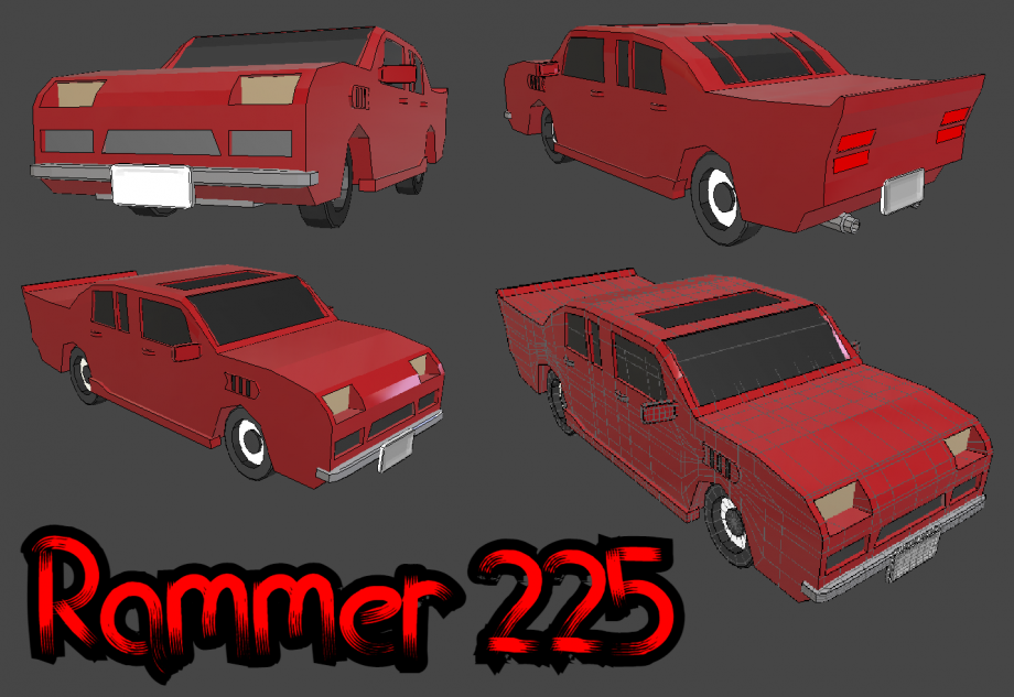 卡通红色汽车3D模型0
