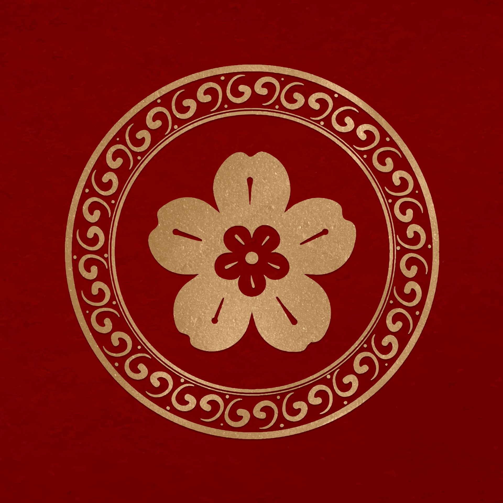 樱花花纹徽章Logo矢量图0