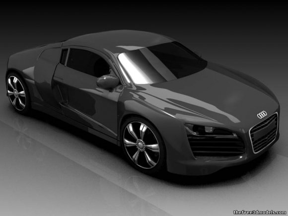 黑色奥迪R8跑车3D模型0