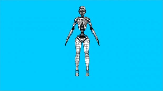 科幻女机器人3D模型2