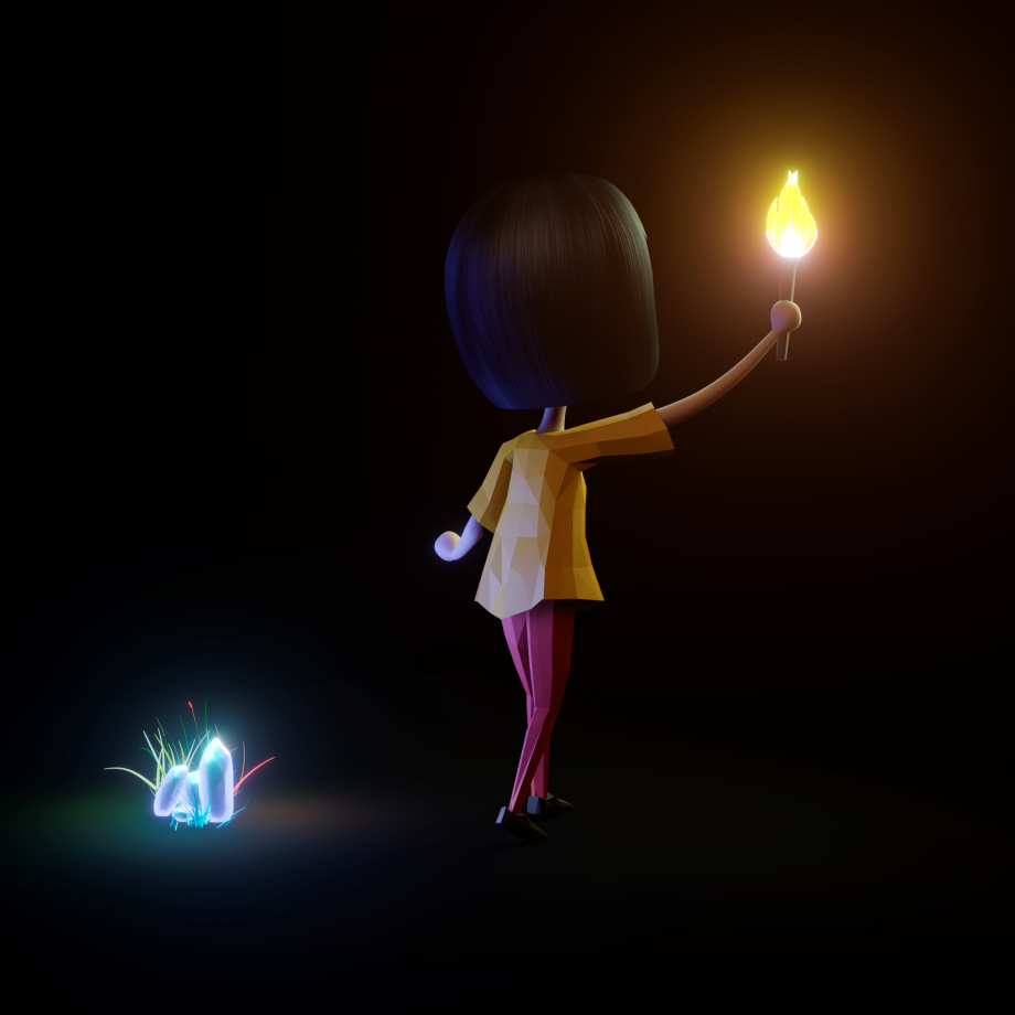 手拿火焰的女孩3D模型0