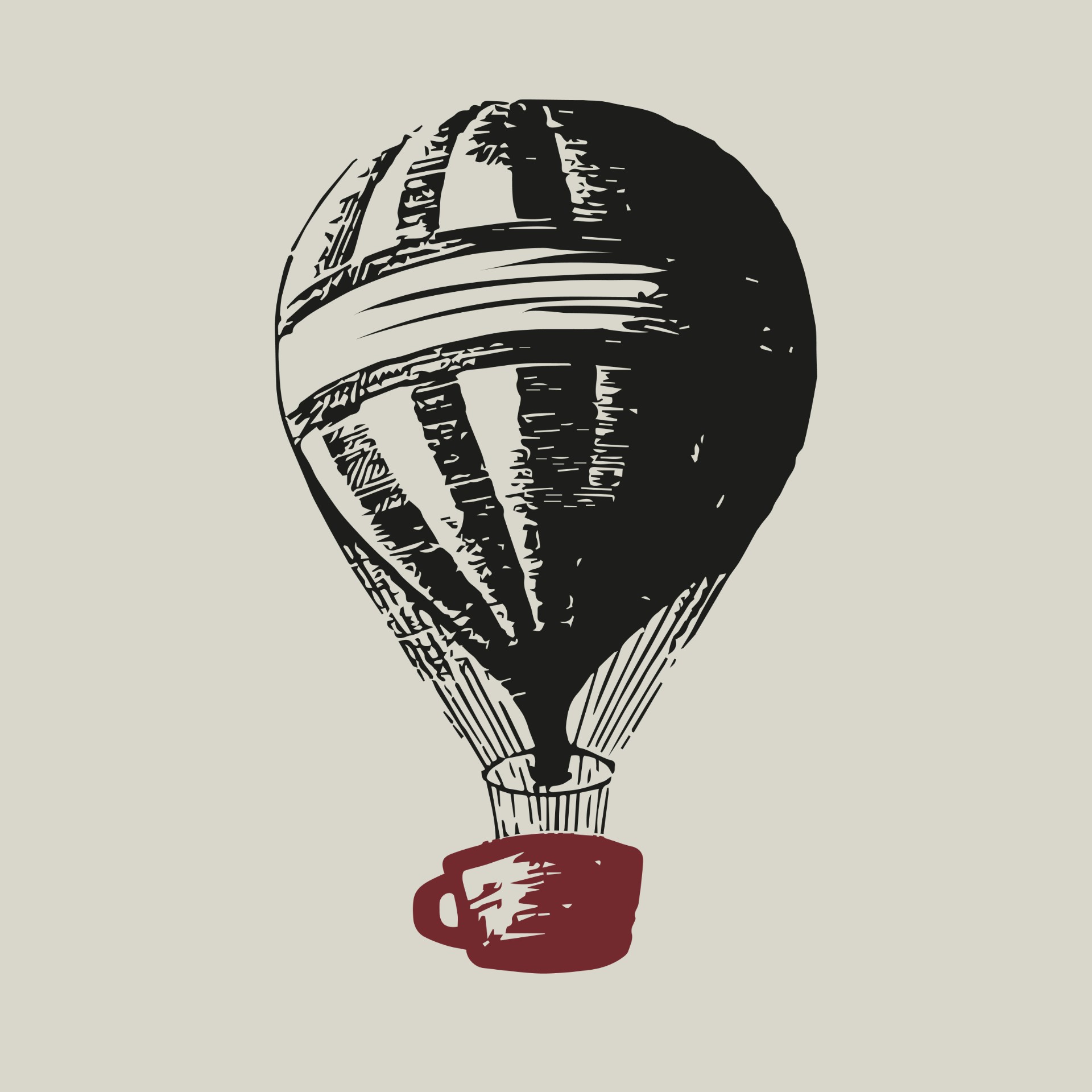 热气球与咖啡杯Logo矢量图0