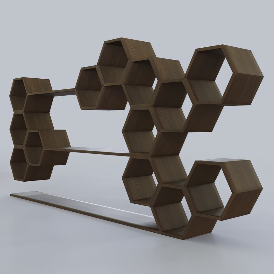 蜂巢创意书架3D模型1