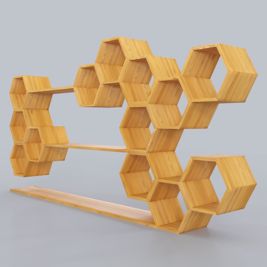 蜂巢创意书架3D模型3