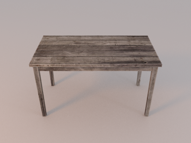 老式长木桌3D模型1
