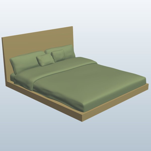 现代双人床3D模型0