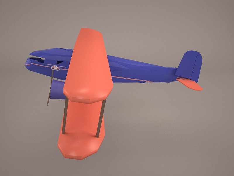 卡通双翼飞机3d模型2