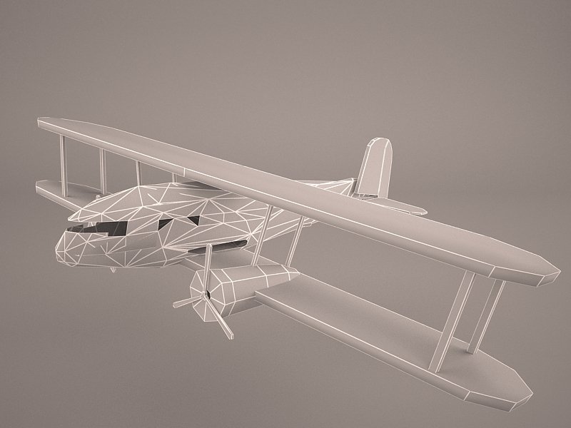 卡通双翼飞机3d模型1