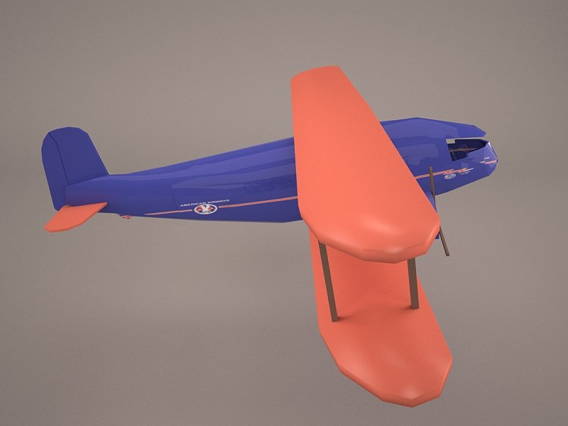 卡通双翼飞机3d模型5