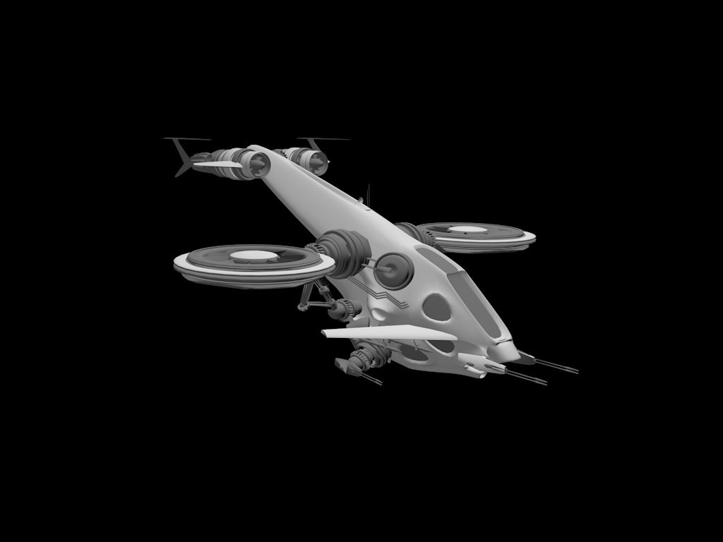  科幻直升机3d模型0
