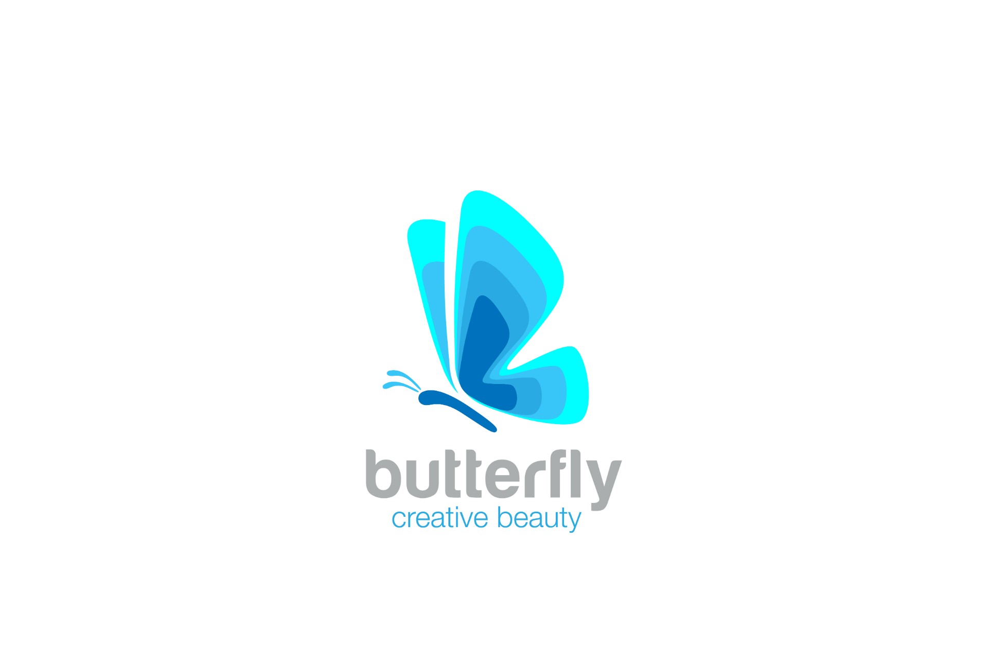 蓝色抽象蝴蝶Logo矢量图0