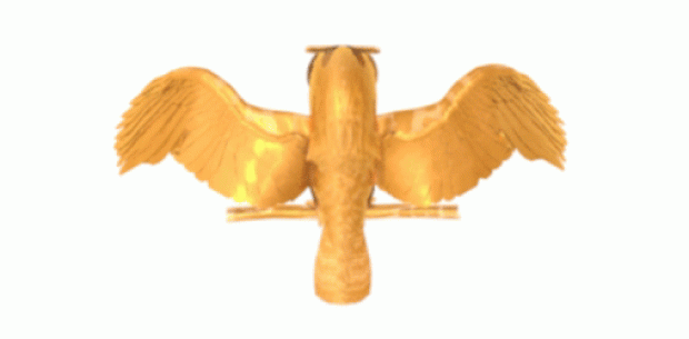 金色猫头鹰雕塑3D模型0