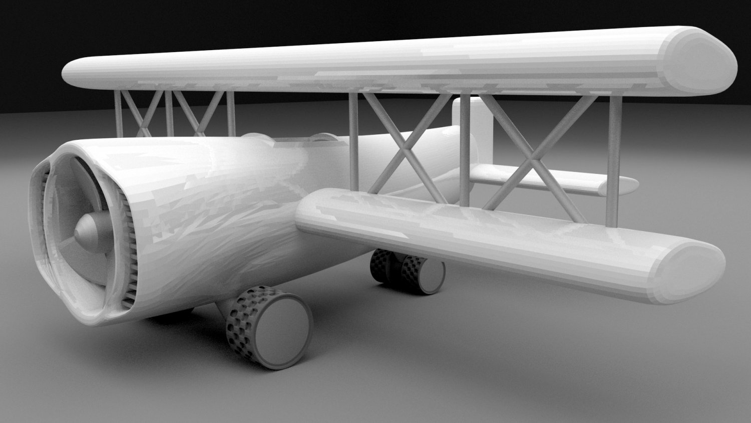 白色双翼飞机3d模型2