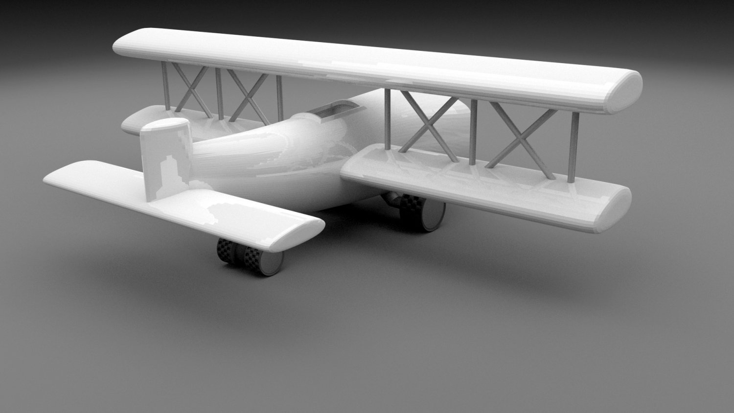 白色双翼飞机3d模型0