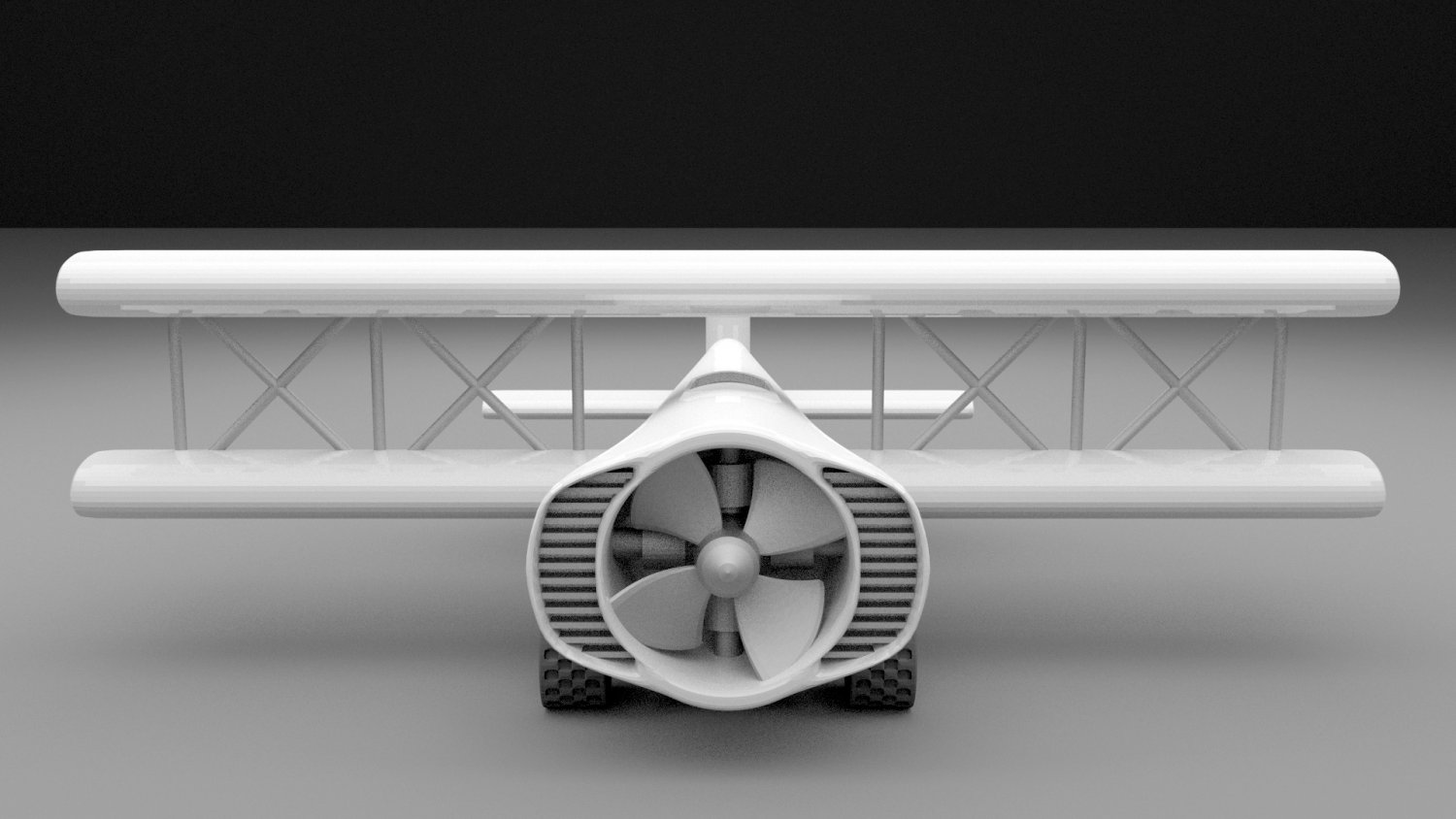 白色双翼飞机3d模型1