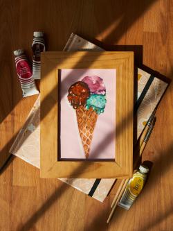 相框里的冰淇淋手绘