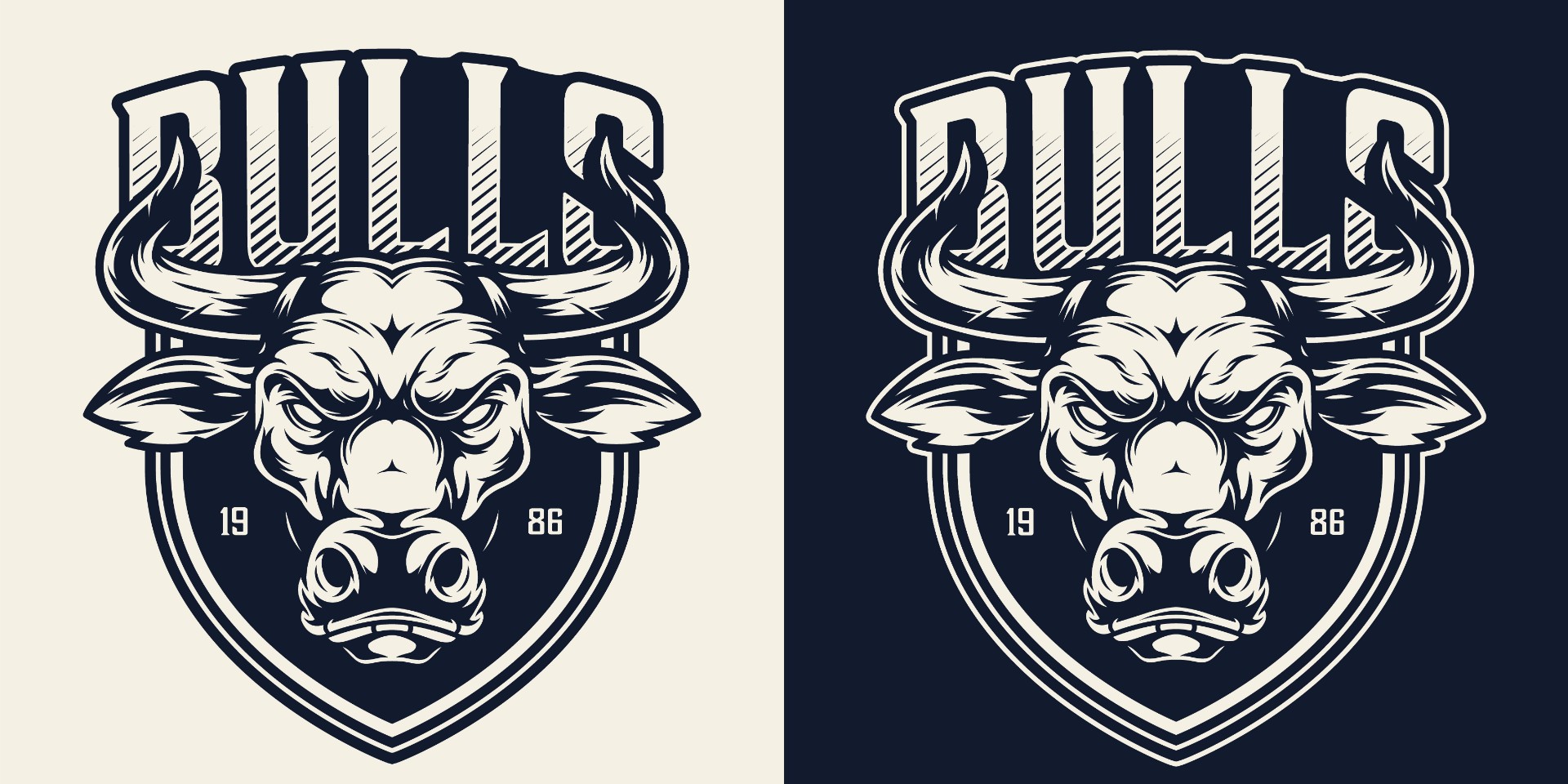 牛头运动队标Logo矢量图0