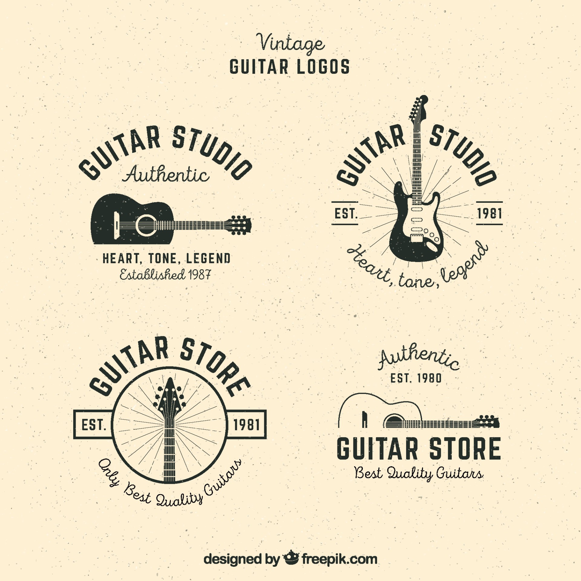 复古吉他标志Logo矢量图0
