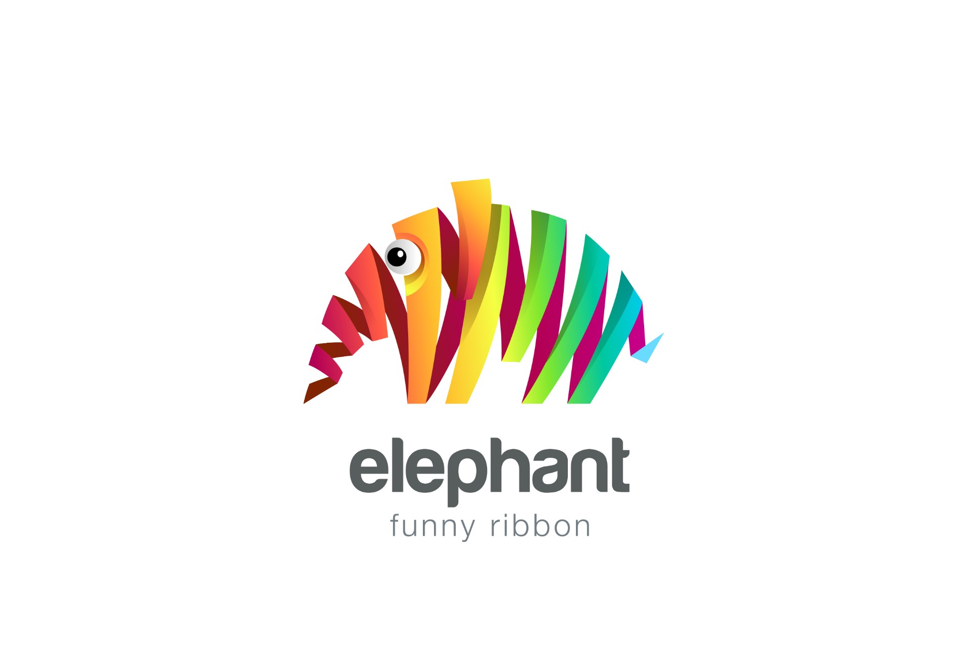 彩带大象Logo矢量图0