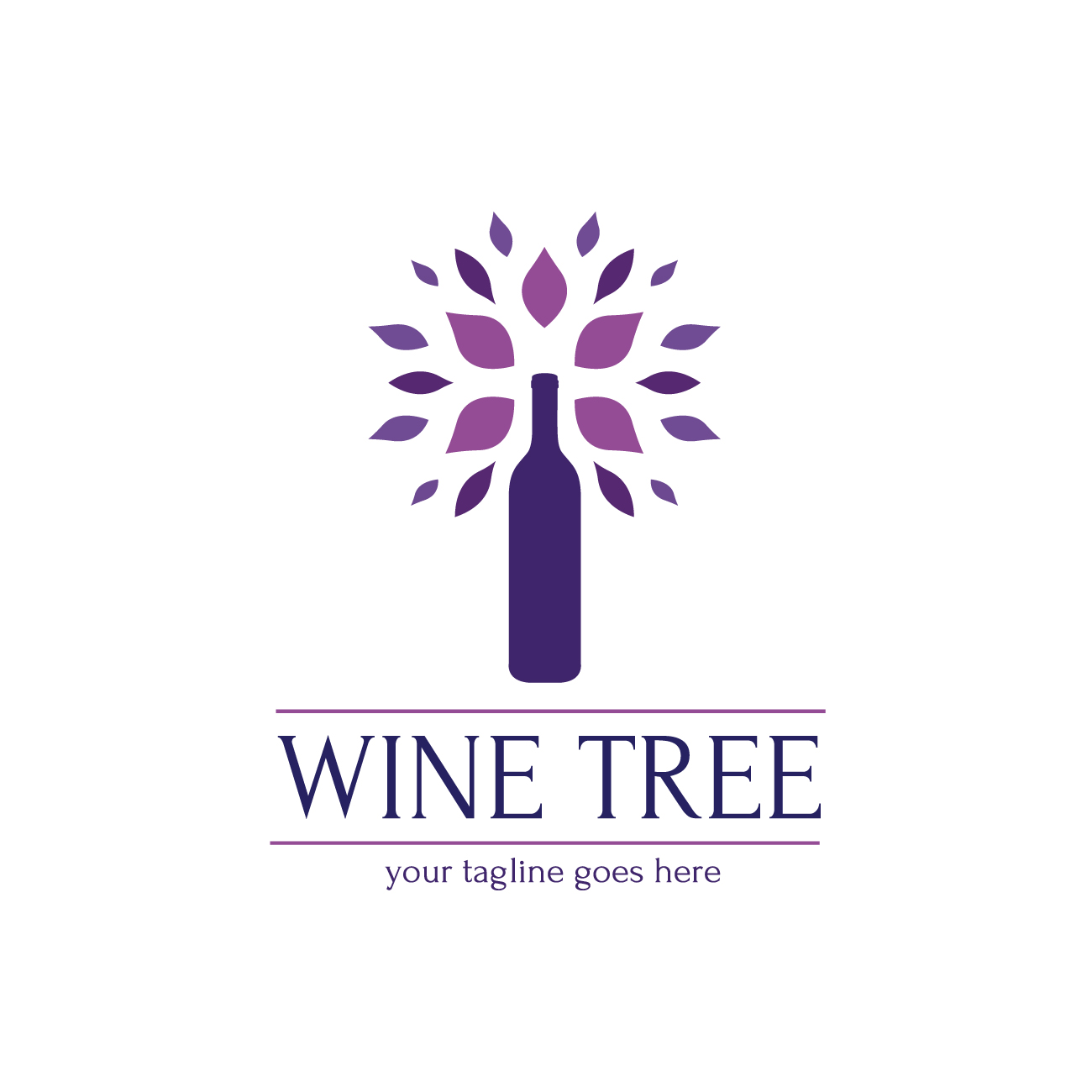 树型葡萄酒瓶Logo矢量图0