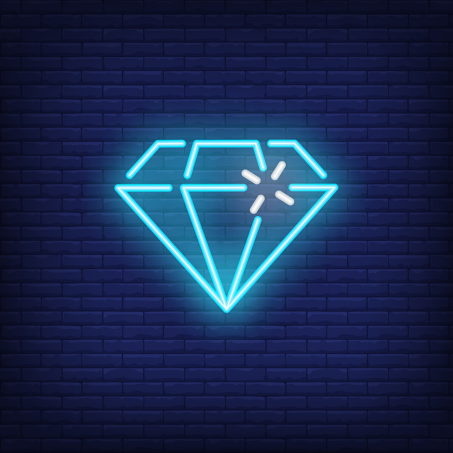 蓝色霓虹钻石Logo矢量图0