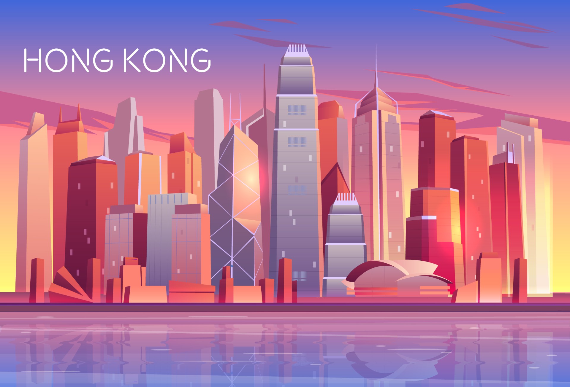 夕阳黄昏下的香港插图0