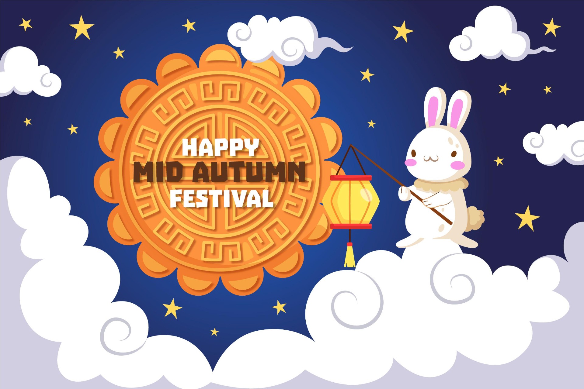 中秋节月饼与兔子插图0