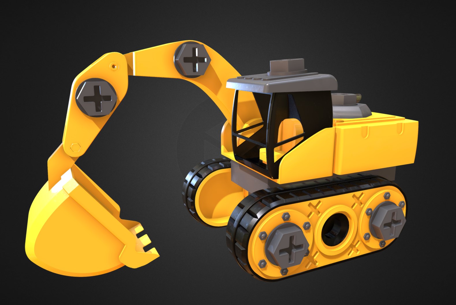 玩具挖掘机3d模型0
