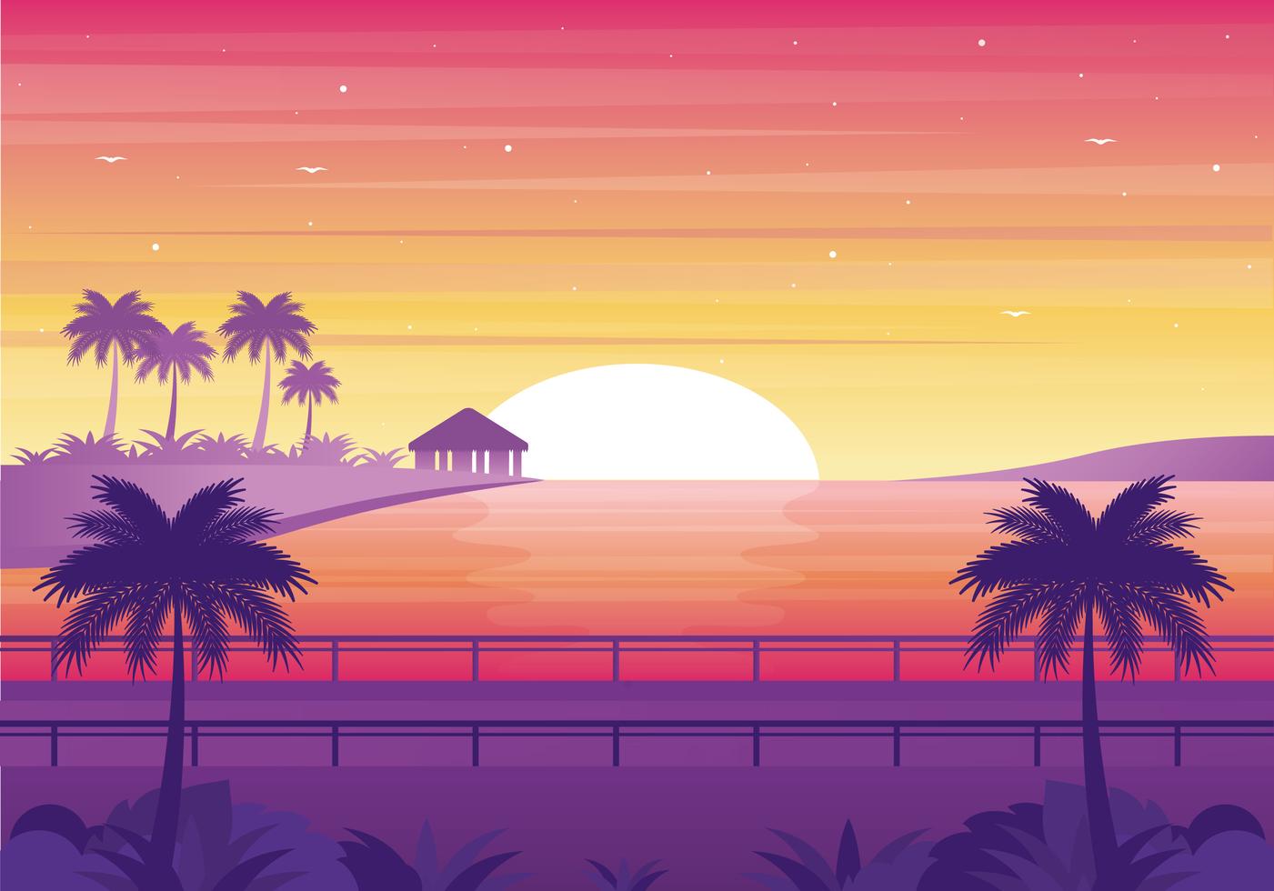 紫色日落景观插图0