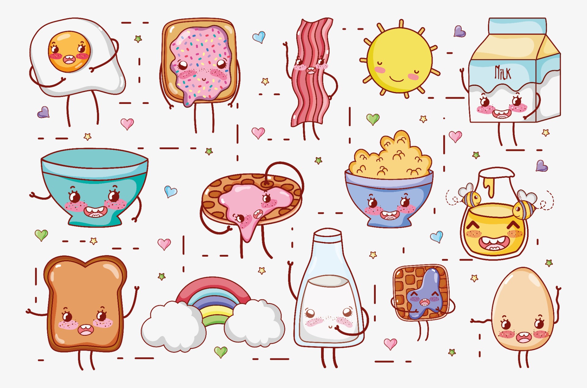 甜品早餐卡通图案插画0